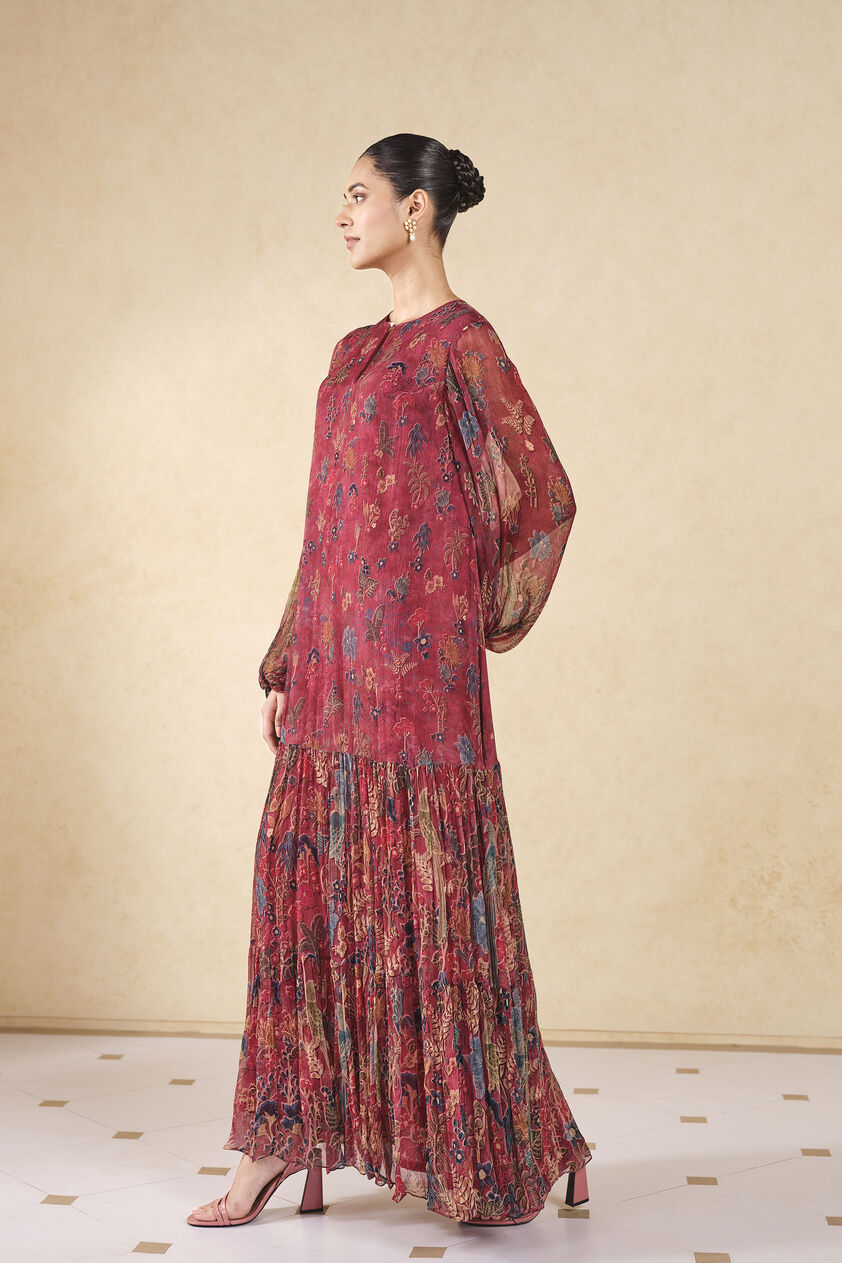 Rehma Printed Kaftan - Wine, Wine, image 3